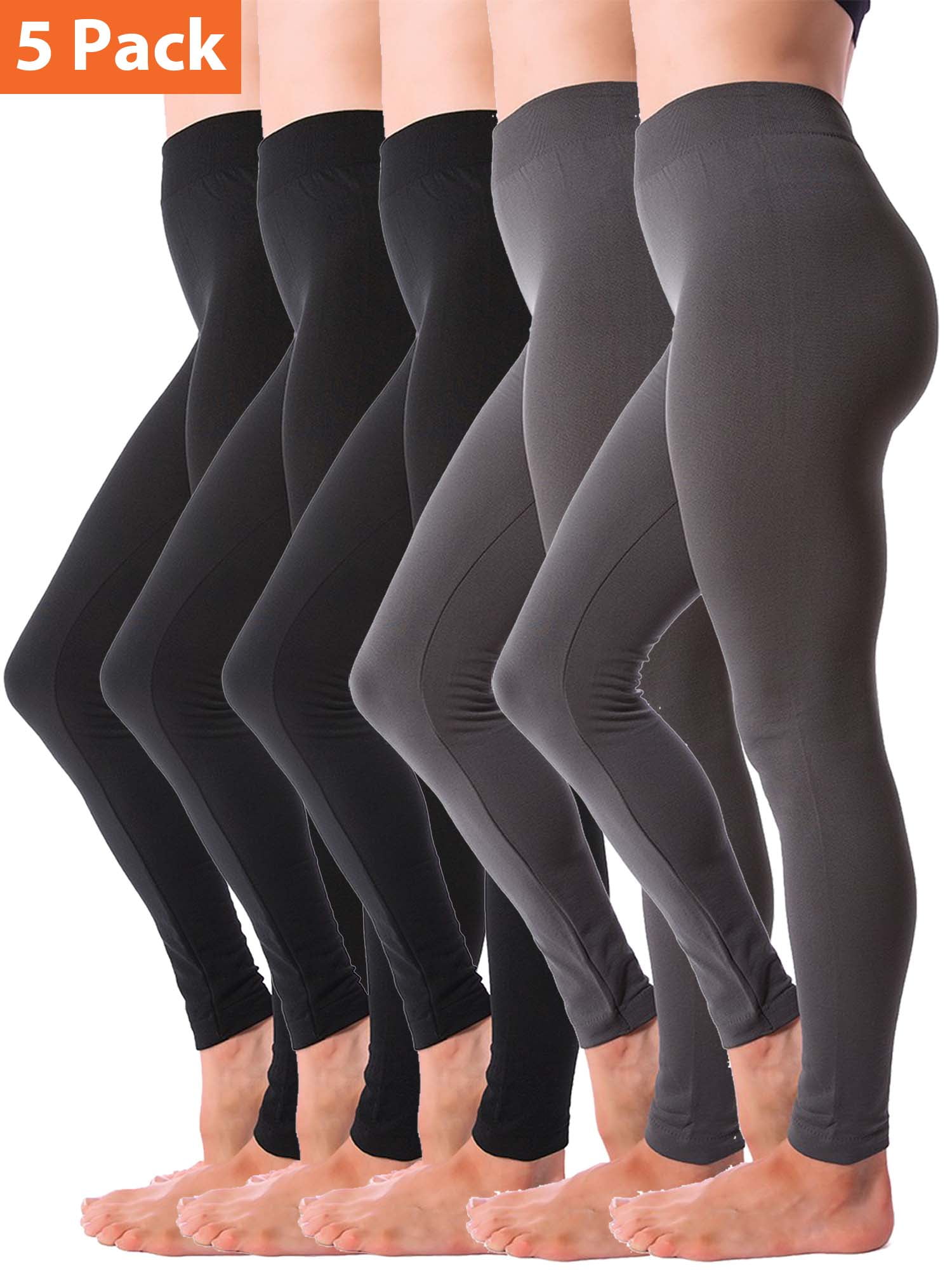 Kuda Moda 5-Pack Fleece Lined Leggings for Women Winter Warm Thermal Full  Length Leggings 