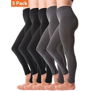 Kuda Moda 5-Pack Fleece Lined Leggings for Women Winter Warm Thermal Full Length Leggings