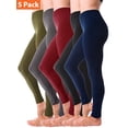 thumbnail image 1 of Kuda Moda 5-Pack Fleece Lined Leggings for Women Winter Warm Thermal Full Length Leggings, 1 of 7