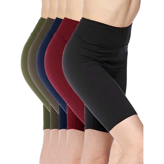 Kuda Moda 5 Pack Women 3 inch High Waist Biker Shorts Bike Short Ultra Soft Yoga Sports Athletic Leggings Pants