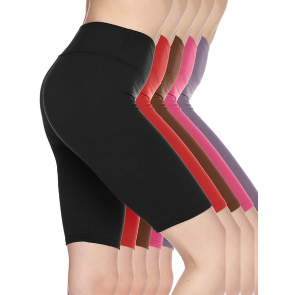 Kuda Moda 5 Pack Women 3 inch High Waist Biker Shorts Bike Short Ultra Soft Yoga Sports Athletic Leggings Pants