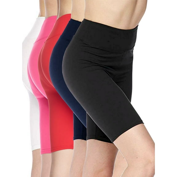 Kuda Moda 5 Pack Women 3 inch High Waist Biker Shorts Bike Short Ultra Soft Yoga Sports Athletic Leggings Pants