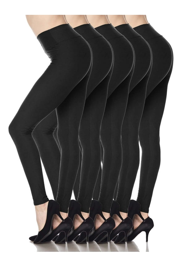 5-Pack Women 3 inch wide waistband Full Length Ankle Legging Pants Yoga Sports Leggings