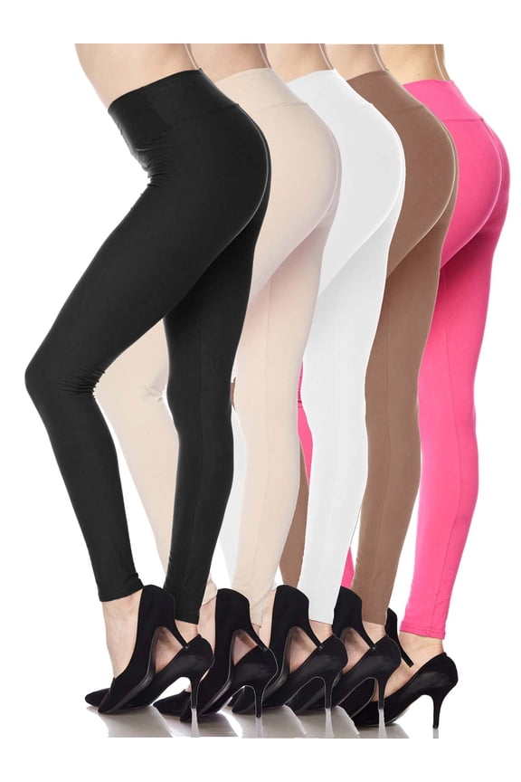 5-Pack Women 3 inch wide waistband Full Length Ankle Legging Pants Yoga Sports Leggings