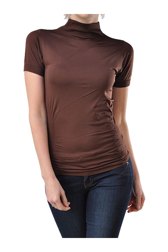 Mock Neck Short Sleeve Stretch T-Shirt (Women's)