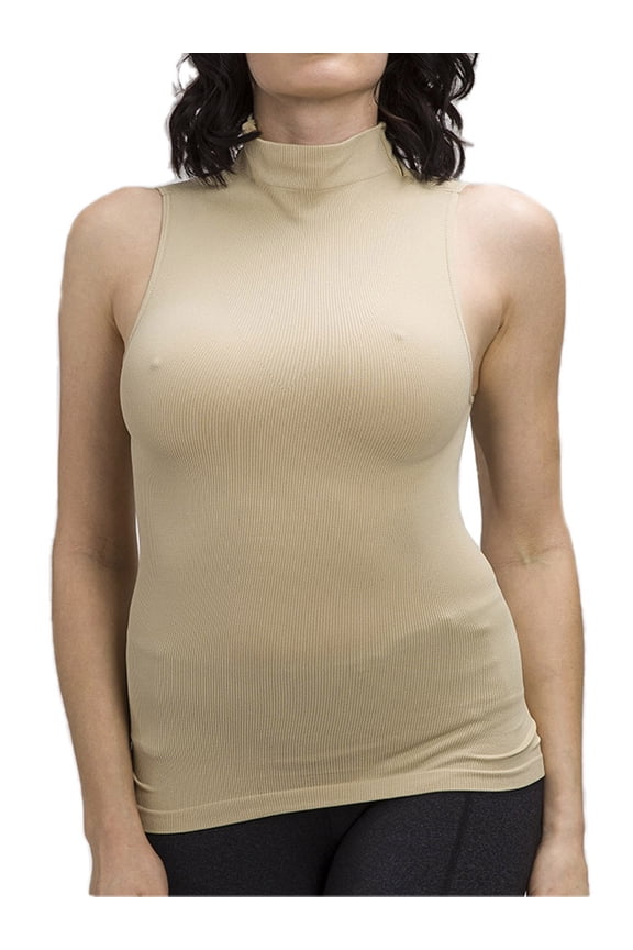 Seamless Ribbed Mock Neck Body Shaping, Tank Blouses & Tops (Women's)