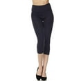 thumbnail image 1 of Kuda Moda Women 3 inch High Waist Capri Leggings For Yoga Sports Ultra Soft Capri Casual Legging (S/M/L), 1 of 5