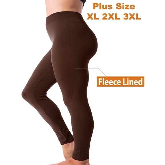 Kuda Moda Women Fleece Lined Warm Full Length Legging Thermal Pants One Size Plus 1X/2X/3X