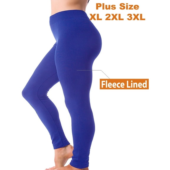 Kuda Moda Women Fleece Lined Warm Full Length Legging Thermal Pants One Size Plus 1X/2X/3X