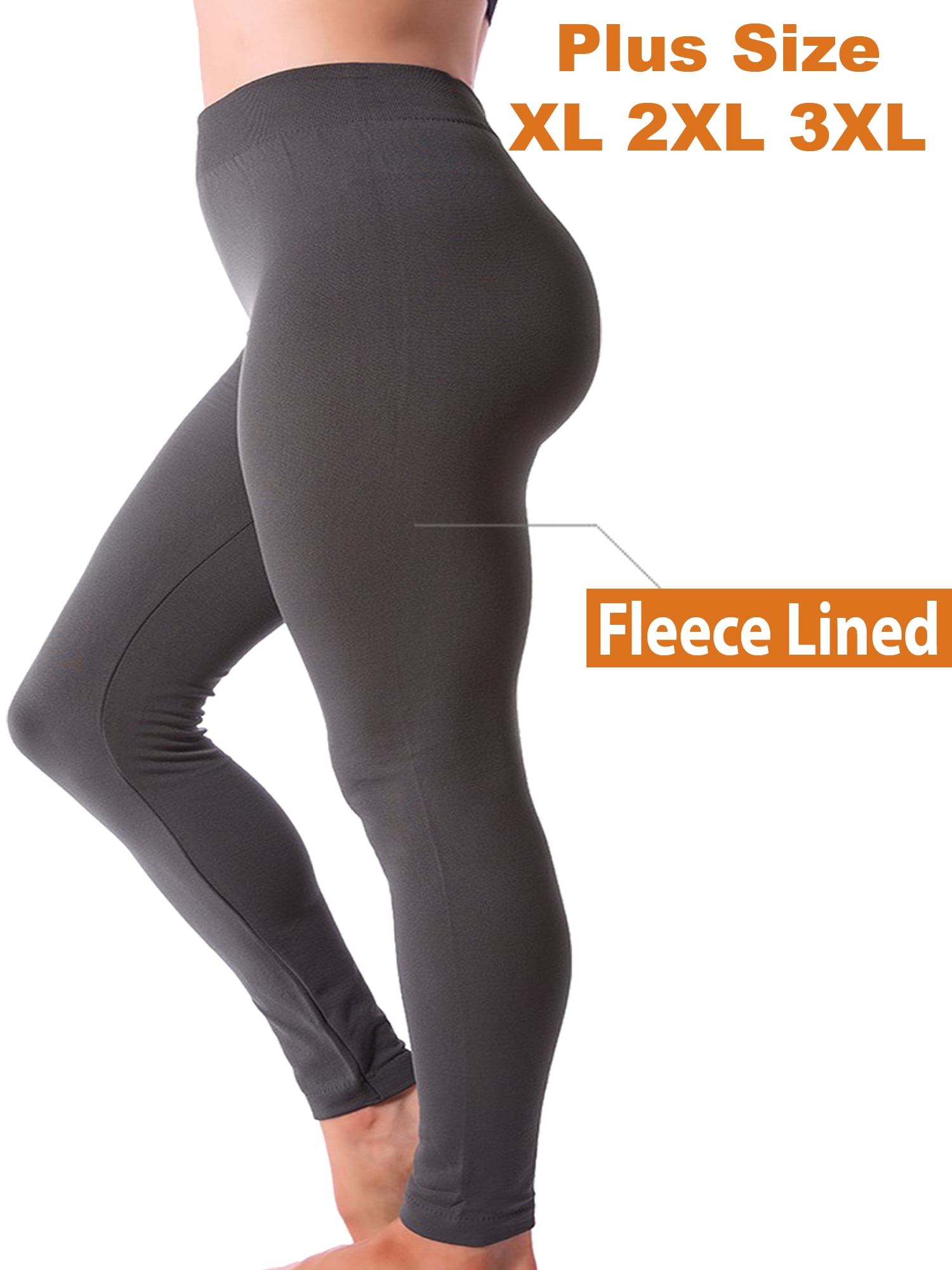 Kuda Moda Women Fleece Lined Warm Full Length Legging Thermal Pants Plus  Size 1X 2X 3X 