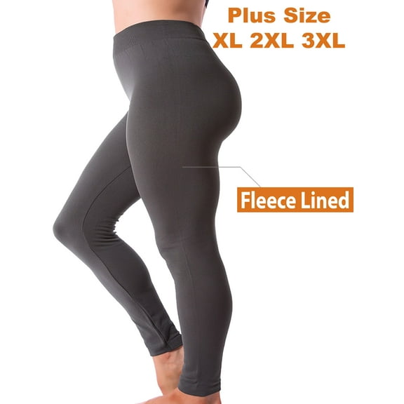 Kuda Moda Women Fleece Lined Warm Full Length Legging Thermal Pants One Size Plus 1X/2X/3X