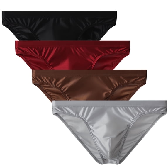 Kudavo Men's Bikini Underwear - 4 Pack Ice Silk Briefs