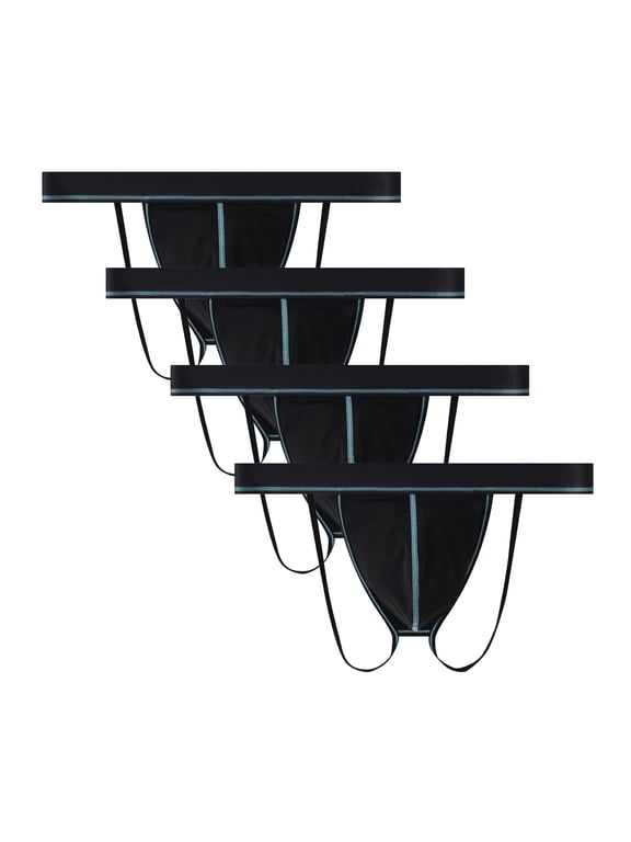 Men's Thong Jockstrap Underwear,Soft Comfort‑Fit Nylon Fabric,4‑Pack,Size M