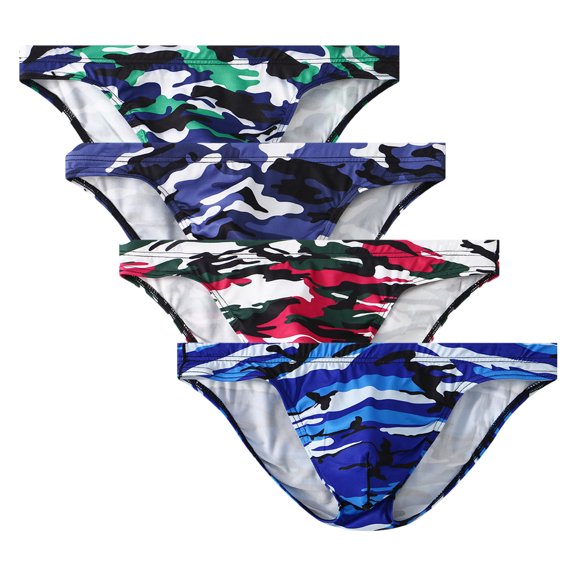 Kudavo Men's Camouflage Briefs Low Rise Underwear Soft Lightweight breathable Bikini Underpants 4pack L
