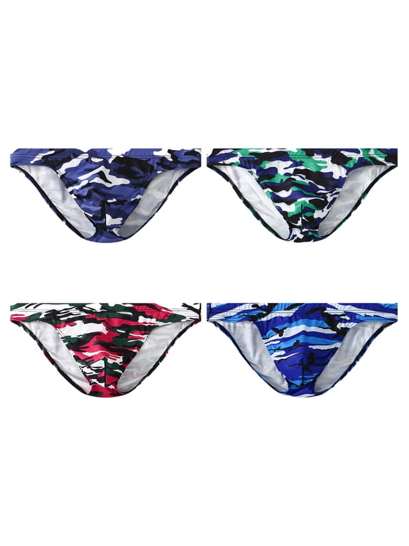 Men's Camouflage Briefs Low Rise Underwear Soft Lightweight breathable Bikini Underpants 4pack S