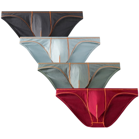 Kudavo Men's Cotton Briefs,Moisture-Wicking,Low-Rise Fashion Brief Underwear,4-Pack,S-XL