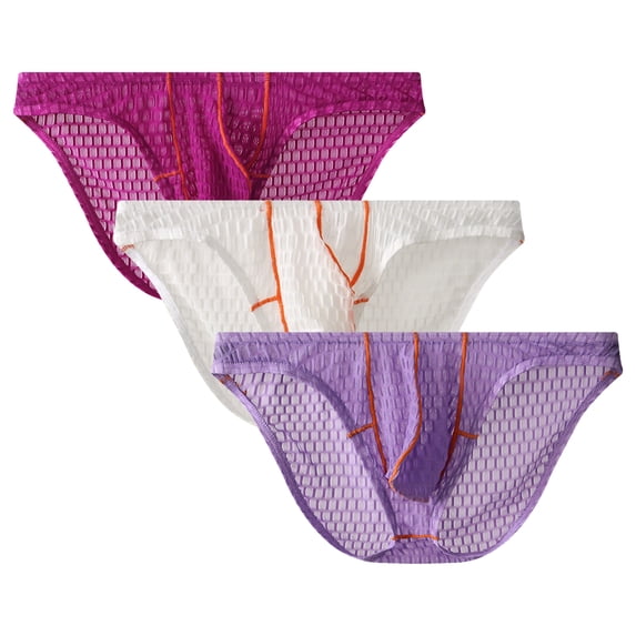 Kudavo Men's Mesh Briefs Underwear,Low-Rise Underwear Soft Lightweight Underpants 3‑Pack,Size M