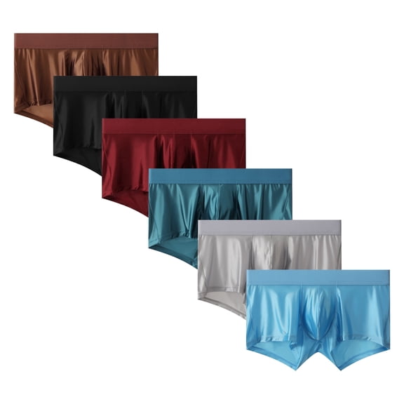 Kudavo Men's Ice Silk Boxer Brief Set,Underwear for Men 6Pack L