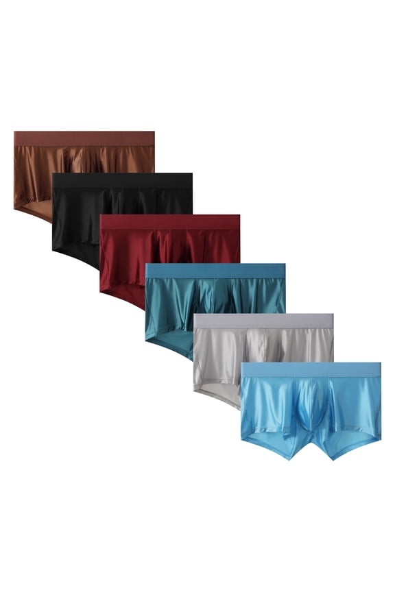 Men's Ice Silk Boxer Brief Set,Underwear for Men 6Pack L