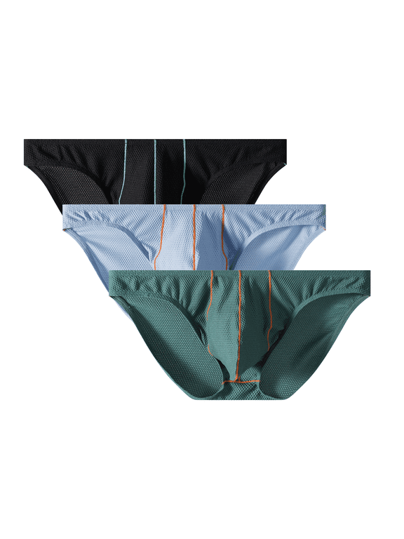 Mens Mesh Stretch Bikini Briefs Comfortable Breathable Low Rise Underpants 3pack L