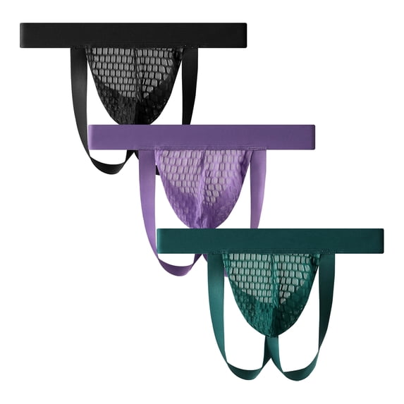 Kudavo Mens Bikini Underwear Jockstrap Breathable Mesh Mens Thongs Sport Underpants