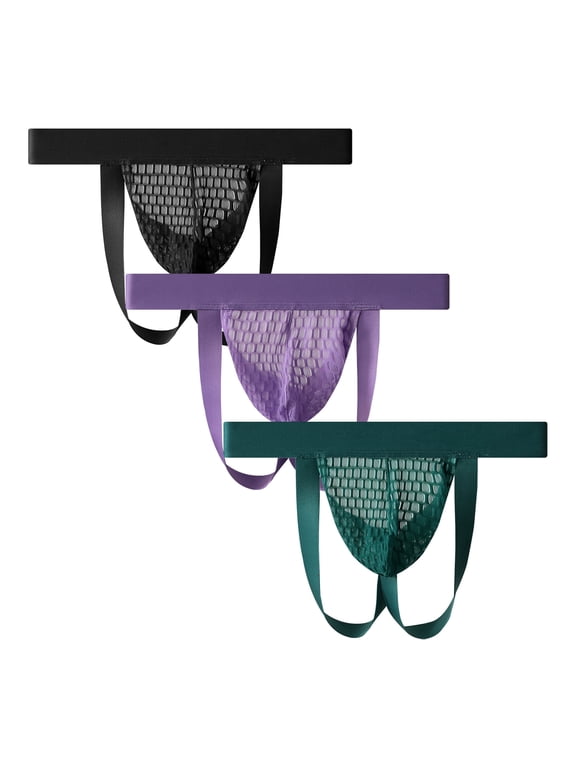 Mens Bikini Underwear Jockstrap Breathable Mesh Mens Thongs Sport Underpants