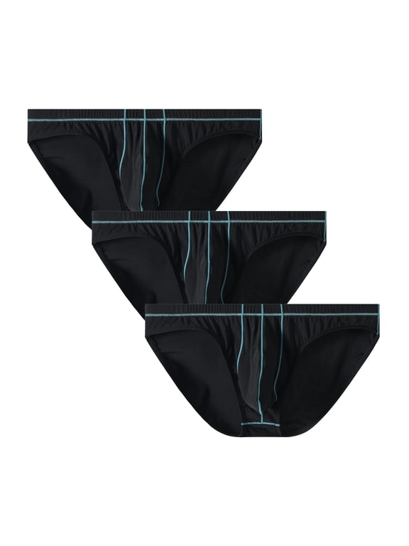 Men's Low‑Rise Bikini Briefs Underwear,Soft Cool Breathable Moisture‑Wicking,3‑Pack,Size L