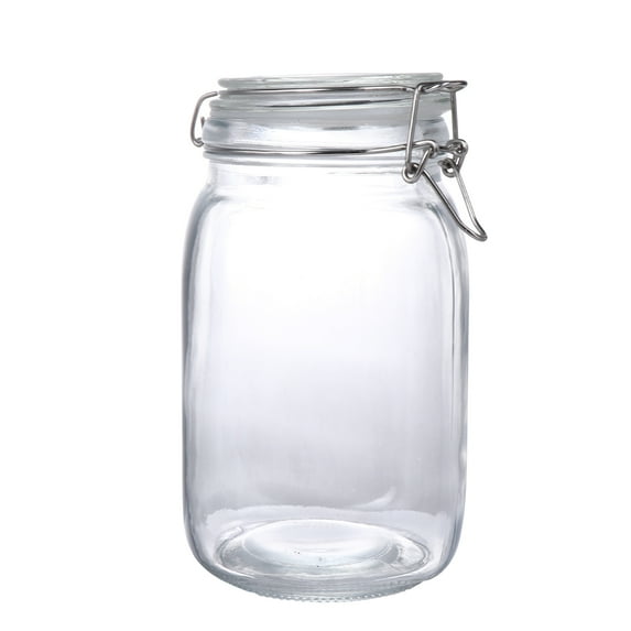 Kudiqi 1500ml Thicken Buckle Glass Sealed Storage Tank Transparent Candy Jar Square Glass Bottle Cereal Dispenser Kitchen Storage Tool (Transparent)