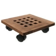 thumbnail image 1 of Kudiqi Rustic Wood Planter Trolley with Lockable Wheels for Garden (25x25cm), 1 of 4