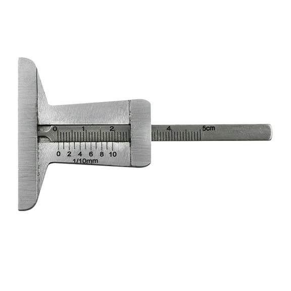 Kudiqi Stainless Steel Tread Pattern Ruler Safety Tyre Ruler Height Depth Measure Tool (0-50mm Chisel Tool Steel)
