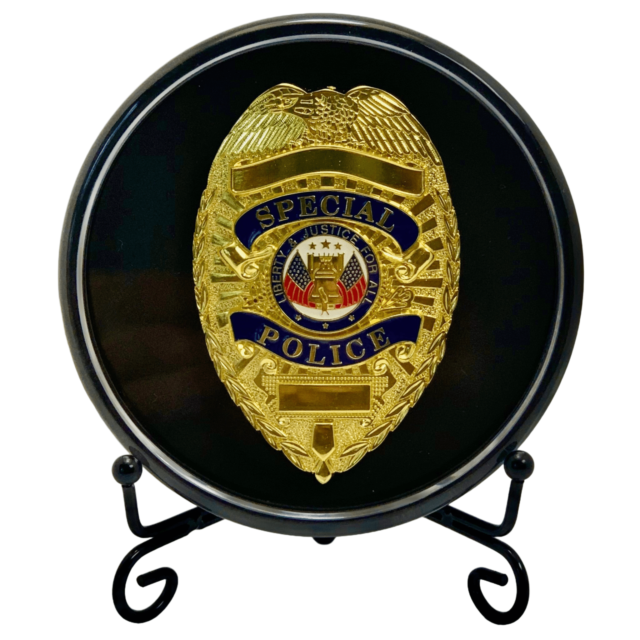 Kudos Badge Display Case with Stand - Shadow Box for Policeman, Fire Badge  - Badge Holder Gift for Cop, Security Officer or Firefighter 