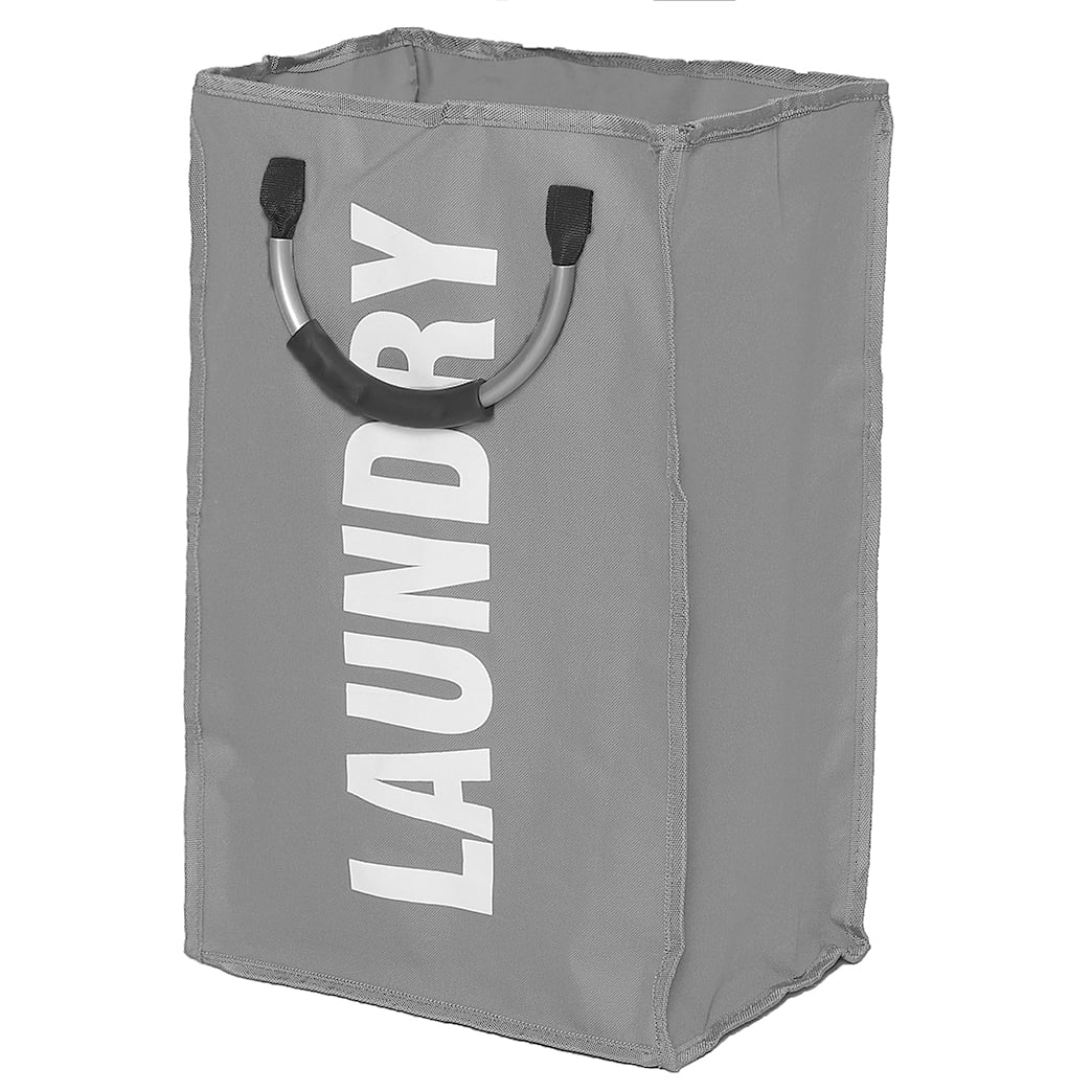Kudosale Foldable Canvas Laundry Bag with Handles, Light Gray