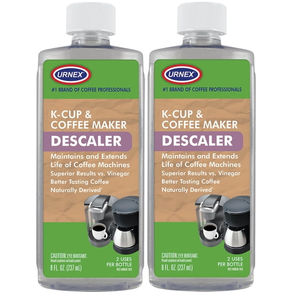 Kuerig and Coffee Machine Descaler For Cleaning Coffee Maker, Better Tasting Coffee by Urnex - 2 Pack