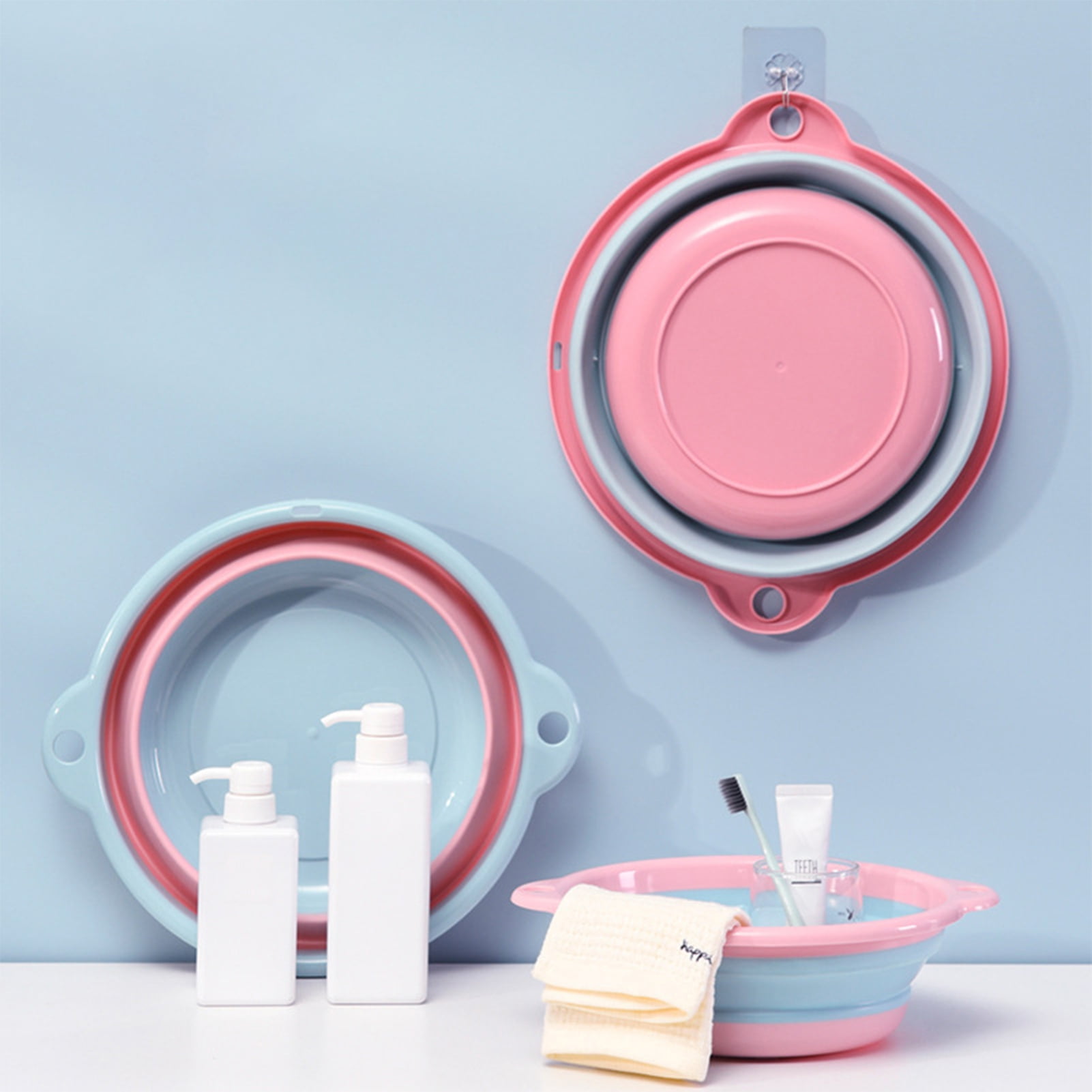 Kuervmo Folding Basin Foldable Hanging Hole Large Capacity Space Saving