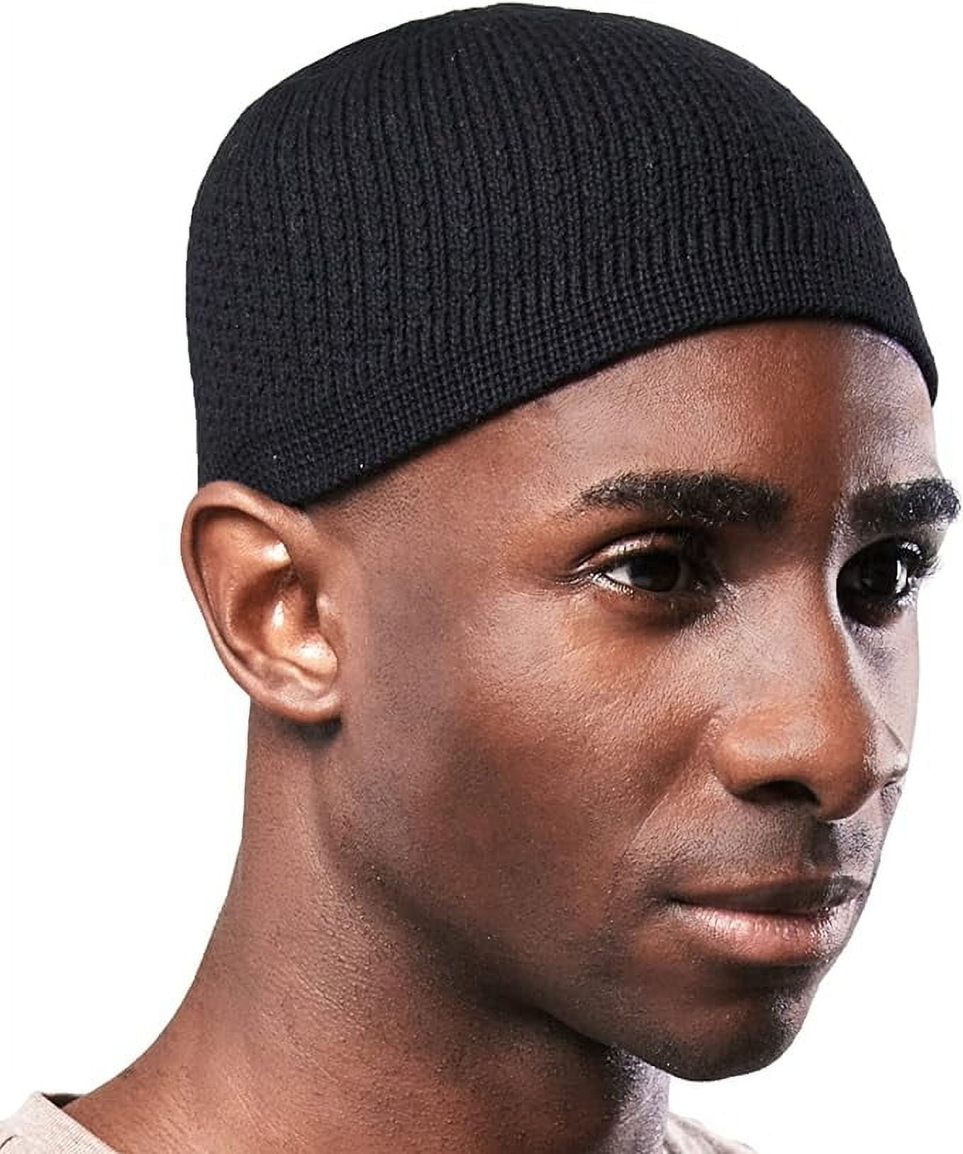 Tough Headwear Men's Black Lattice Crochet Kufi Hat, 100% Premium