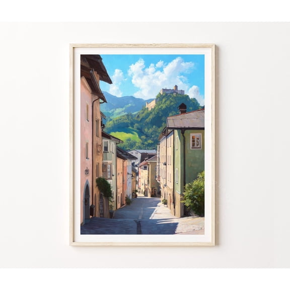 Kufstein Austria Tyrolean Alps Old Town Street Wall Art Unframed Paper Print