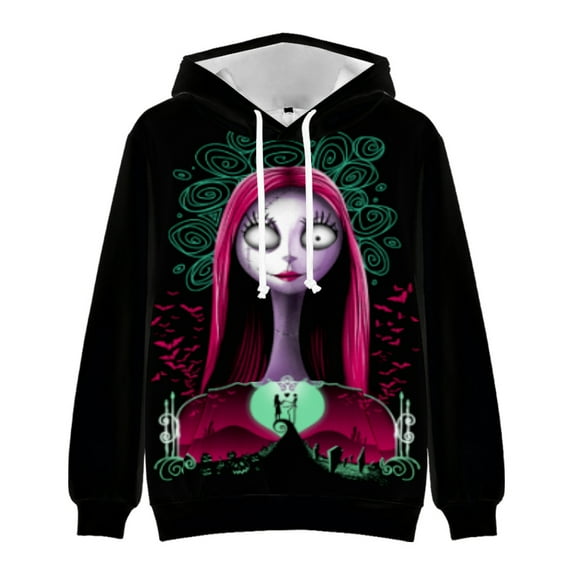 Kufutee Winter Autumn Men's Women's Large Pocket Nightmare Before Christmas Loose Hooded Women's Top -100