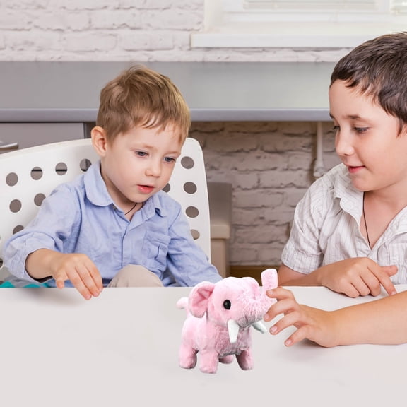 Kugachren Simulation Electric Elephant Toy, Battery Operated Walking Plush Toy for Toddlers Realistic Small Animals with Sound Function and Independent Soft Interactive Play Companion