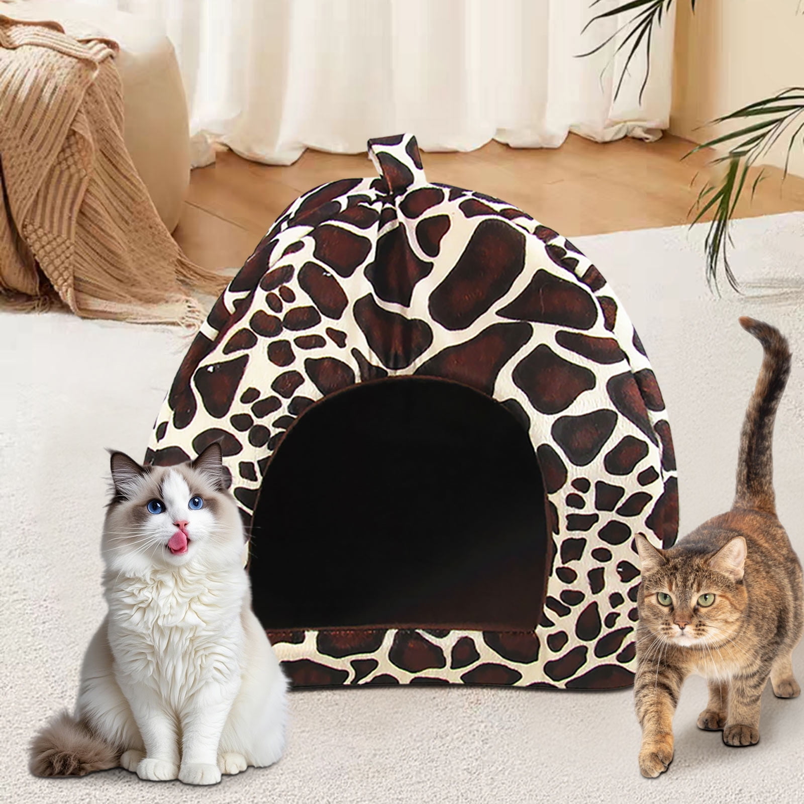 Kugachren Small Dog Bed Cat Bed with Hooded Blanket, Cozy Cuddler Luxury Puppy Pet Bed, Donut Round Calming Anti-Anxiety Dog Burrow Cave Bed Anti-Slip Bottom and Machine Washable