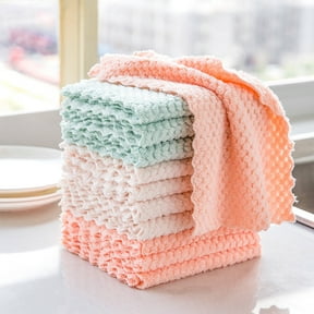 Kugisaki 10Pcs Bamboos Fiber Cleaning Cloth Multifunctional Double-layer Cloth Household Cleaning Water Absorbing Thickened Kitchen Cleaning Cloth