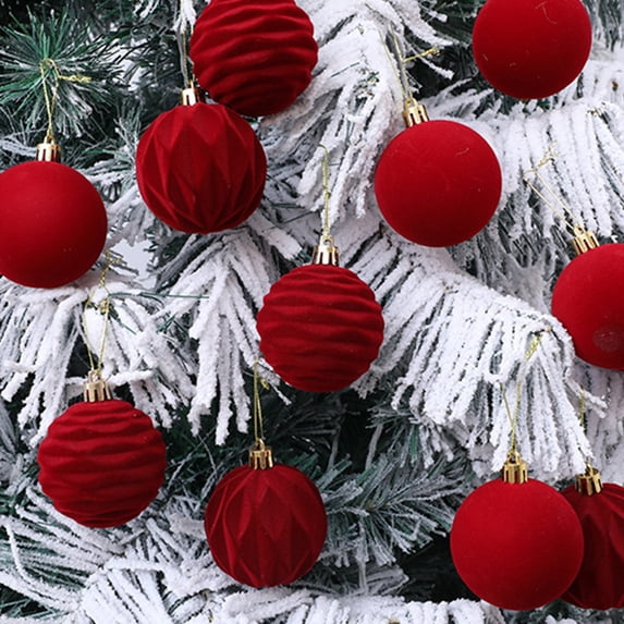 Kugisaki Christmas Decor 12 PCS Christmas Balls Decorations Set, 6cm/2.36in Flocked Hanging Balls Multi Color, Holiday Scene Decoration Supplies for Christmas Trees Wedding Party