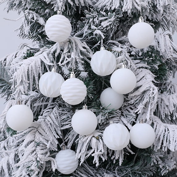 Kugisaki Christmas Decor 12 PCS Christmas Balls Decorations Set, 6cm/2.36in Flocked Hanging Balls Multi Color, Holiday Scene Decoration Supplies for Christmas Trees Wedding Party