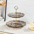 thumbnail image 1 of Kugisaki 2 Tier Plastic Cupcake Stand Large Serving Tray Dessert Display Tower Vintage Cupcake Holder for Wedding Birthday Tea Party, 1 of 6