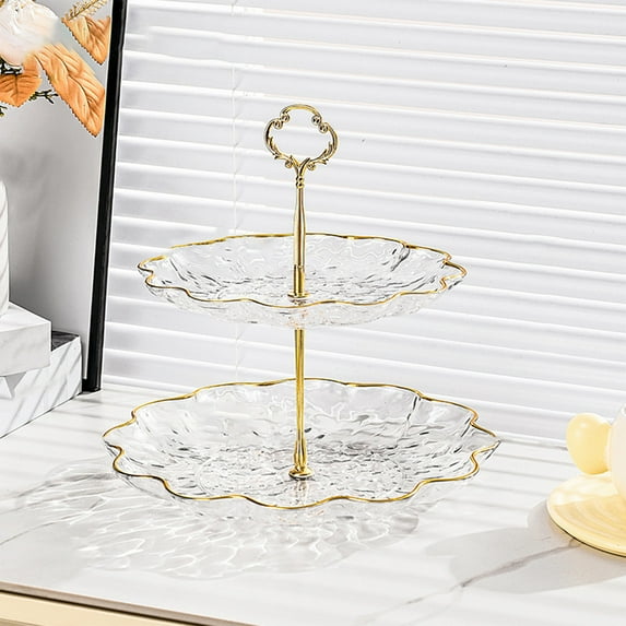 Kugisaki 2 Tier Plastic Cupcake Stand Large Serving Tray Dessert Display Tower Vintage Cupcake Holder for Wedding Birthday Tea Party