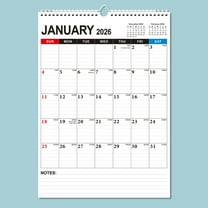 Kugisaki 2026 Calendar Wall, 12 Months Calendar Runs From January 2026 - December 2026, 17" x 12", Twin-Wire Binding, Hanging Hook