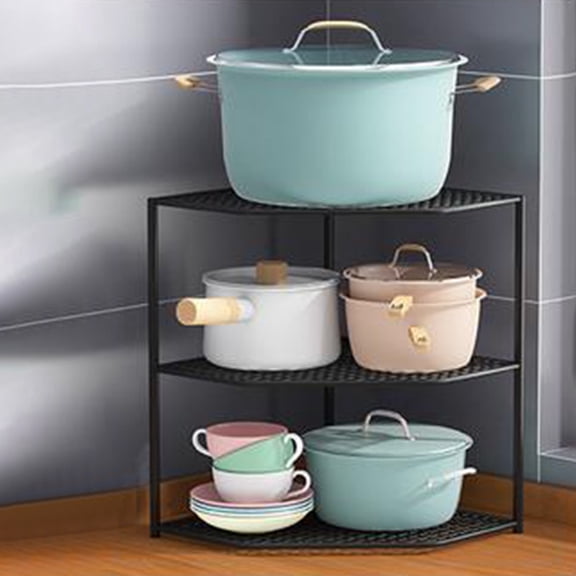 Kugisaki 3-Tier Corner Shelf Organizer Kitchen Spices Tools Shelf Counter Multi-purpose Storage Rack for Kitchen Bedroom Bathroom and Cabinet