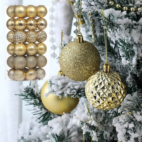 Kugisaki Christmas Decor 36 PCS Christmas Balls Set, 6cm/2.36in Christmas Tree Hanging Decorative Balls Ornaments in Various Color Finish, Holiday Scene Decoration Supplies