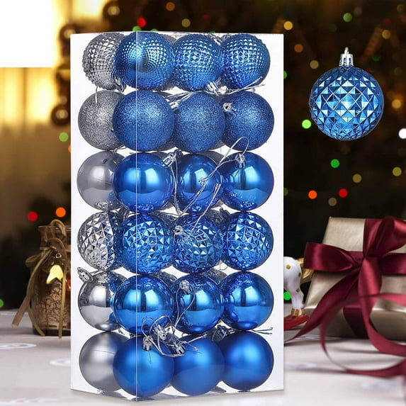 Kugisaki Christmas Decor 36 PCS Christmas Balls Set, 6cm/2.36in Christmas Tree Hanging Decorative Balls Ornaments in Various Color Finish, Holiday Scene Decoration Supplies