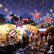 Kugisaki 4th of July Usa in dependence Day Sparkling Decoration, Led Pentagram Star Lights Red White and Blue String Lights, Flag Copper Wire Lights Light Up The Holiday Night