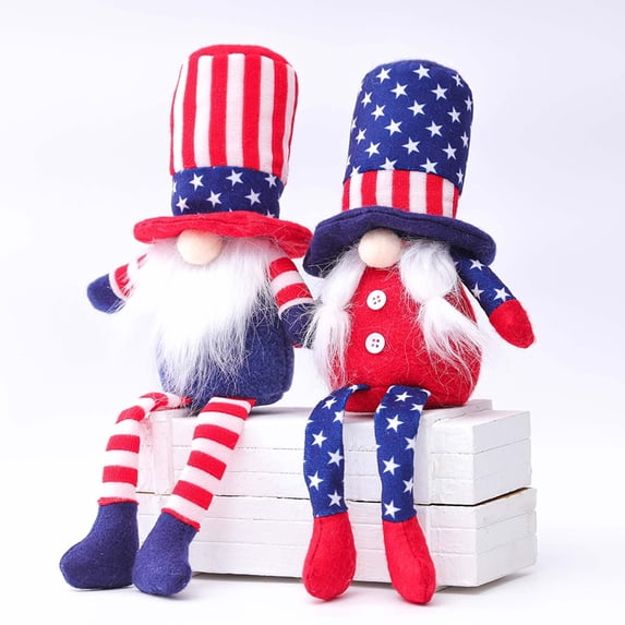 Kugisaki 4th of July Decoration Gnome Desktop Ornament Memorial Independence Day Layout Supplies